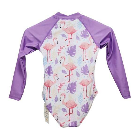Angel Season Girls Long Sleeve UV One Piece Flamingo Swimsuit Size 7 Years - Picture 6 of 8